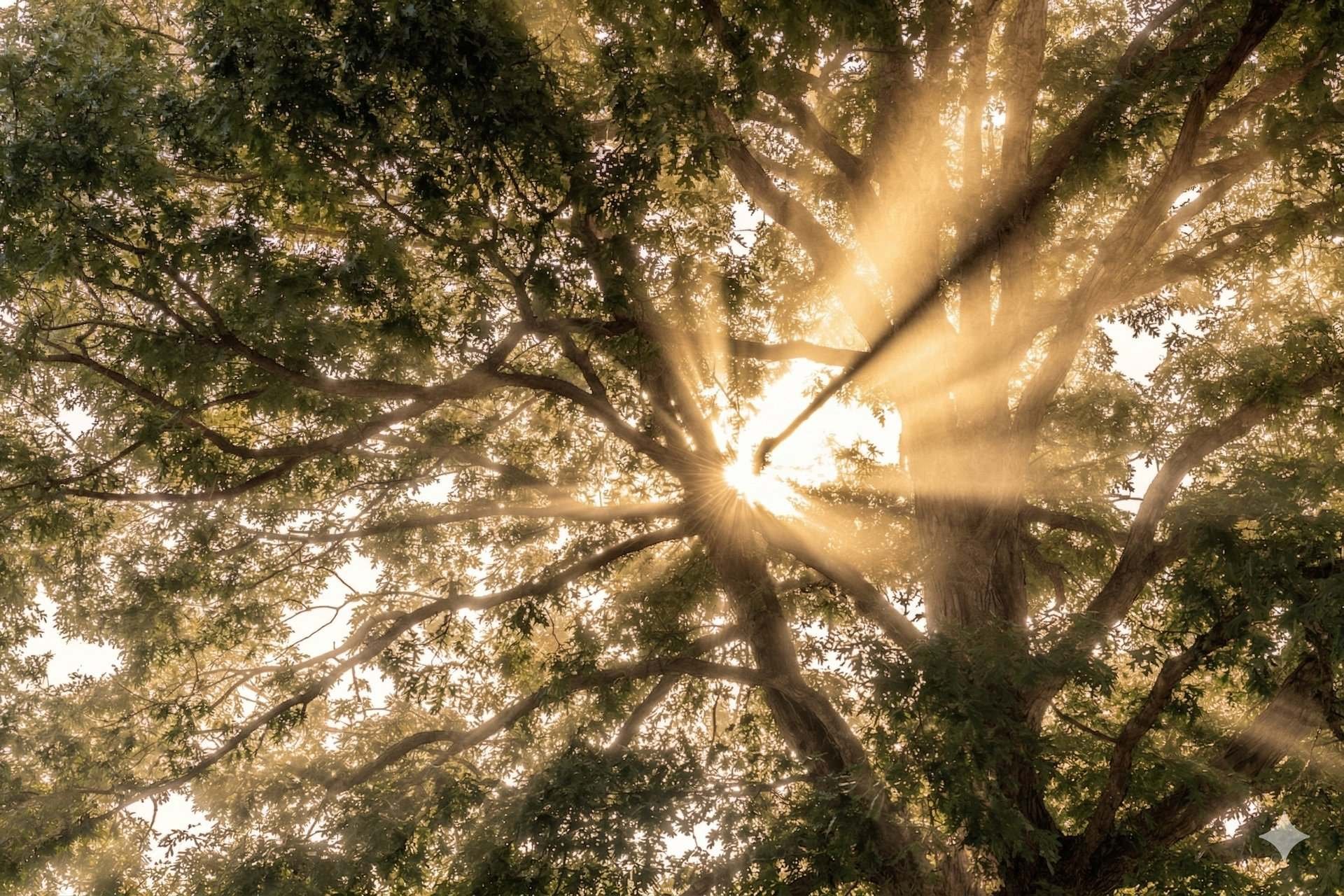 Sunlight through the leaves of the Oakdene tree in Fairfield
