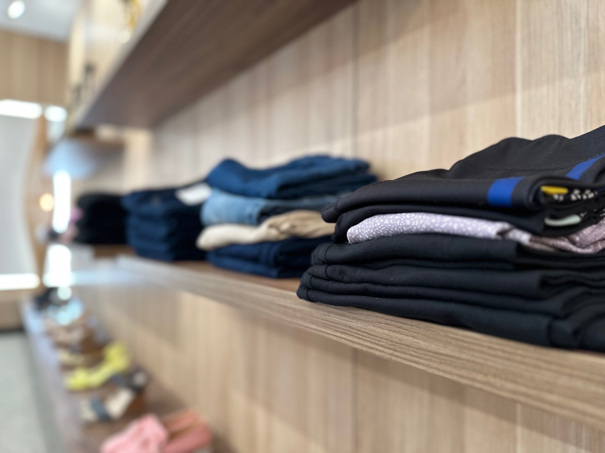 Clothing shelves inside the boutique